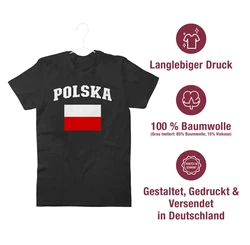 Shirtracer T-Shirt Polska Schriftzug mit Flagge, Polen, Poland, Polnisch Fußballem Fanartikel 