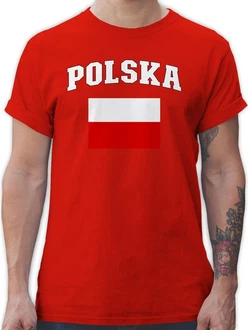 Shirtracer T-Shirt Polska Schriftzug mit Flagge, Polen, Poland, Polnisch Fußballem Fanartikel Shirtracer T-Shirt Polska Schriftzug mit Flagge, Polen, Poland, Polnisch Fußballem Fanartikel