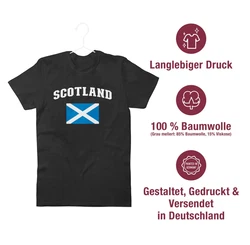 Shirtracer T-Shirt Schottland Schriftzug mit Flagge (2024) Schwarz/Blau