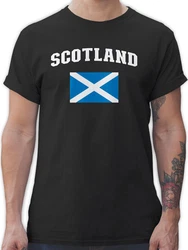 Shirtracer T-Shirt Schottland Schriftzug mit Flagge (2024) Schwarz/Blau