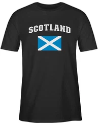 Shirtracer T-Shirt Schottland Schriftzug mit Flagge (2024) Schwarz/Blau