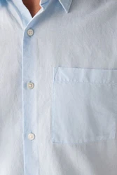 Next Kurzarmhemd aus Leinengemisch Hellblau/Blau