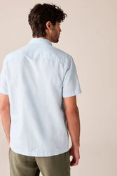 Next Kurzarmhemd aus Leinengemisch Hellblau/Blau