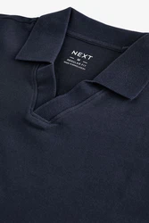 Next Poloshirt Piqu Polo-Shirt mit Reverskragen Dunkelblau/Blau