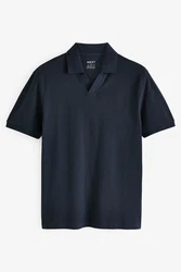 Next Poloshirt Piqu Polo-Shirt mit Reverskragen Dunkelblau/Blau