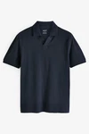 Next Poloshirt Piqu Polo-Shirt mit Reverskragen Dunkelblau/Blau