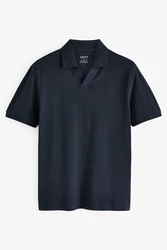 Next Poloshirt Piqu Polo-Shirt mit Reverskragen Dunkelblau/Blau