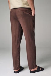 Next Stoffhose mit Kordelzug aus Leinenmischung Dunkelbraun/Braun