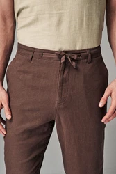 Next Stoffhose mit Kordelzug aus Leinenmischung Dunkelbraun/Braun