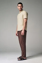 Next Stoffhose mit Kordelzug aus Leinenmischung Dunkelbraun/Braun