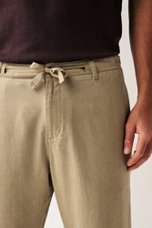 Next Stoffhose mit Kordelzug aus Leinenmischung Khaki/Beige