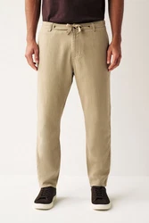 Next Stoffhose mit Kordelzug aus Leinenmischung Khaki/Beige
