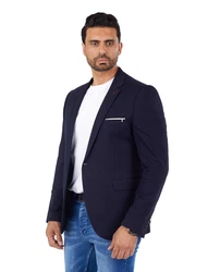 Denim Distriqt Jerseysakko Sportlich Jersey Sakko mit Stretch Navy