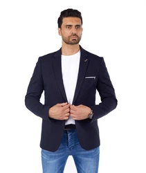 Denim Distriqt Jerseysakko Sportlich Jersey Sakko mit Stretch Navy