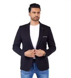 Denim Distriqt Jerseysakko Sportlich Jersey Sakko mit Stretch Schwarz (60)