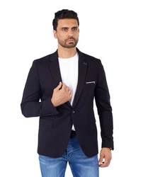 Denim Distriqt Jerseysakko Sportlich Jersey Sakko mit Stretch Schwarz (60)