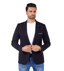 Denim Distriqt Jerseysakko Sportlich Jersey Sakko mit Stretch Schwarz (60)