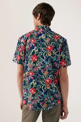 Next Regular Fit Kurzarmhemd mit Print Blau/Mischfarben