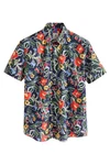 Next Regular Fit Kurzarmhemd mit Print Blau/Mischfarben