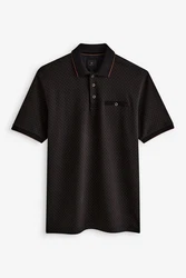 Next Poloshirt Polo-Shirt mit Geoprint Dunkelbraun/Grau/Schwarz/Bordeaux