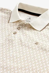 Next Poloshirt Polo-Shirt mit Geoprint Beige/Khaki/Creme/Braun/Weiß