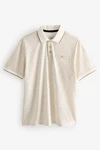 Next Poloshirt Polo-Shirt mit Geoprint Beige/Khaki/Creme/Braun/Weiß