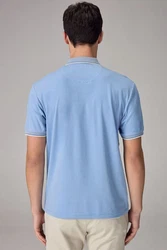 Next Polohemd mit elegantem Kragen Blau/Hellblau