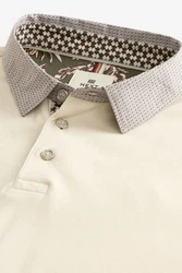 Next Polohemd mit elegantem Kragen Beige/Braun/Khaki/Creme