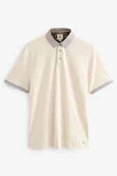 Next Polohemd mit elegantem Kragen Beige/Braun/Khaki/Creme