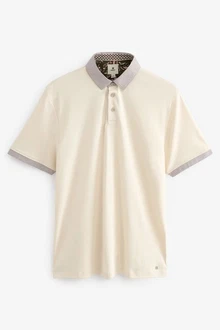 Next Polohemd mit elegantem Kragen Beige/Braun/Khaki/Creme