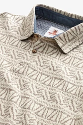 Next Poloshirt Strukturiertes mit Print Weiß/Hellblau/Beige/Braun