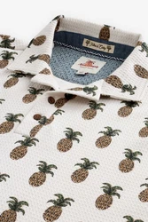 Next Poloshirt Strukturiertes mit Print Beige/Braun