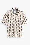 Next Poloshirt Strukturiertes mit Print Beige/Braun