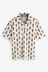 Next Poloshirt Strukturiertes mit Print Beige/Braun