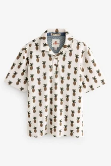 Next Poloshirt Strukturiertes mit Print Beige/Braun