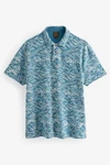 Next Poloshirt Strukturiertes mit Print Blau/Hellblau