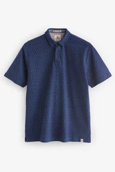 Next Poloshirt Strukturiertes mit Print Dunkelblau/Lila/Blau