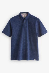 Next Poloshirt Strukturiertes mit Print Dunkelblau/Lila/Blau