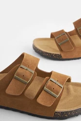Next Ledersandalen mit zwei Schnallen Beige/Braun/Gelb