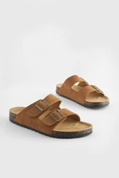 Next Ledersandalen mit zwei Schnallen Beige/Braun/Gelb