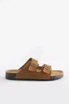Next Ledersandalen mit zwei Schnallen Beige/Braun/Gelb