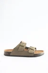 Next Ledersandalen mit zwei Schnallen Beige/Dunkelgrün/Khaki