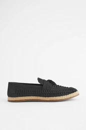 Leder-Loafer in gewebter Optik Loafer (1-tlg)