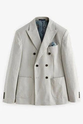 Next Leinensakko Blazer aus Leinengemisch Grau/Khaki/Hellblau