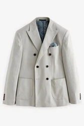Next Leinensakko Blazer aus Leinengemisch Grau/Khaki/Hellblau