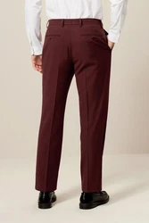 Next Motion Flex Stretch Anzug Slim Fit Hose Dunkelrot/Bordeaux/Rot