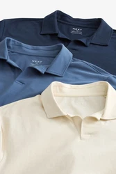 Next Poloshirt im 3er-Pack Dunkelblau/Hellblau/Blau