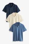 Next Poloshirt im 3er-Pack Dunkelblau/Hellblau/Blau