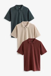 Next Poloshirt im 3er-Pack Dunkelrot/Bordeaux/Braun/Rot/Mischfarben