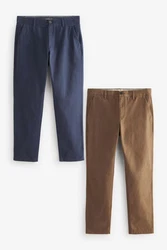 Next Chinohose Slim Fit Chinohose (2-tlg) Khaki/Braun/Dunkelblau/Beige